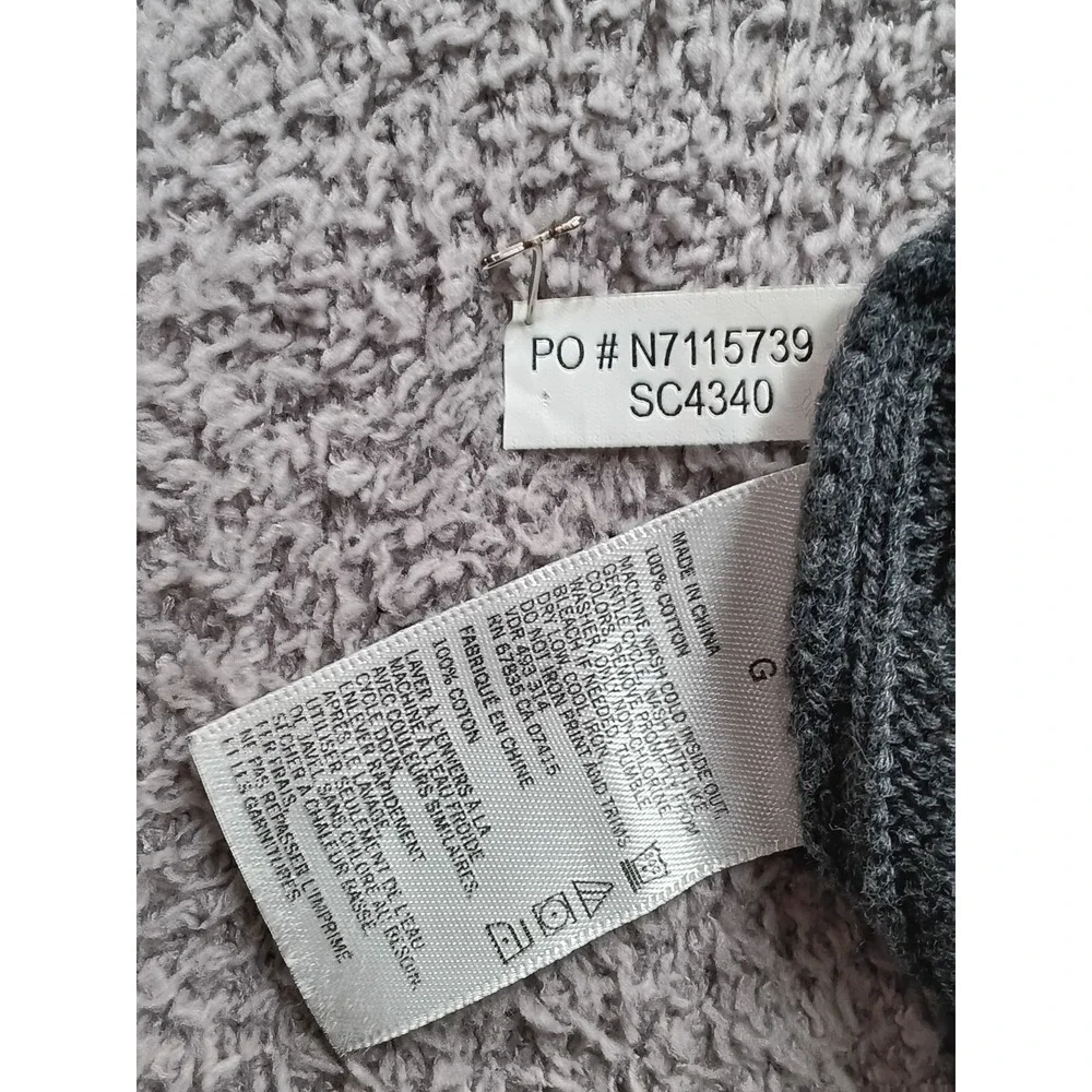 Nautica Men's Sweater Large Gray 100% Cotton Cable Knit Crewneck